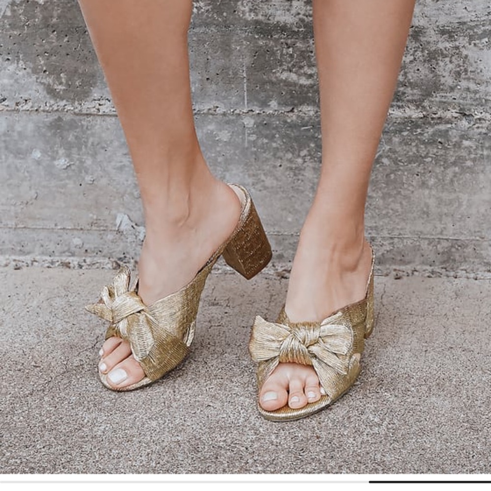 Elegant Gold Bow Mules